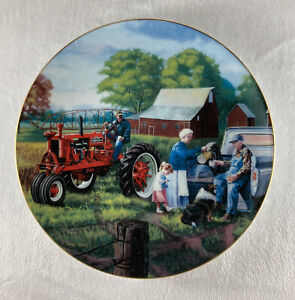 GRANDPA'S FARM Plate Farmall Family Charles Freitag Barn Pickup Girl Dog Danbury