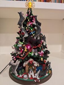 NICE! Danbury Mint Miniature Schnauzer Dog Christmas Tree Lighted Figure Box