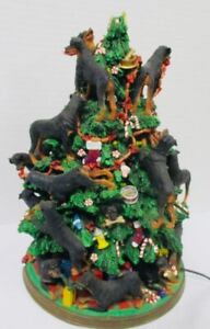 Danbury Mint RARE! Rottweiller Christmas Tree Canine Dog Holiday Lights Up