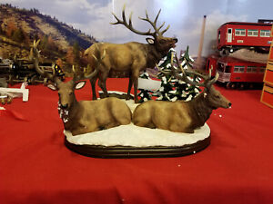 DANBURY MINT WILDLIFE  THREE KINGS  3 LARGE BUCKS LOOKING GRAND LN ORIG. BOX