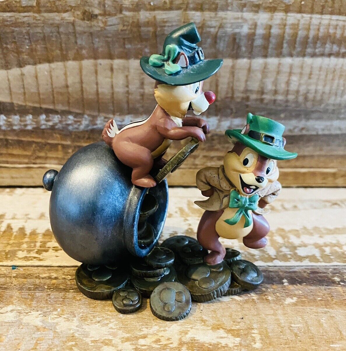 Danbury Mint Disney Perpetual Calendar March Chip & Dale St Patrick’s Day Figure