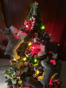 Danbury Mint Schnauzer Christmas Tree Lighted Ceramic RETIRED Dogs Holiday