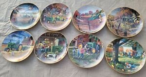 LIFE ON THE FARM-Charles Freitag 8 Collector Plate Set /John Deere /Danbury mint