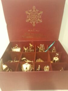 Lot of 13 Mixed Years Danbury Mint Gold Christmas Ornaments W/  Box
