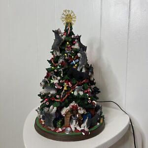 Danbury Mint Miniature Schnauzer Dog Christmas Tree Lighted FLAWS