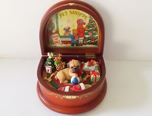 Danbury Mint "Pug In The Window" Christmas Music Box - HTF & Mint