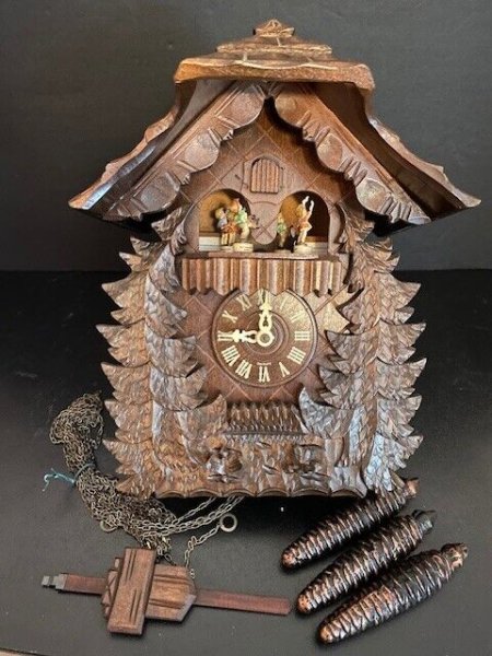 M.I. Hummel by Danbury Mint German Musical Cuckoo Clock Works Great