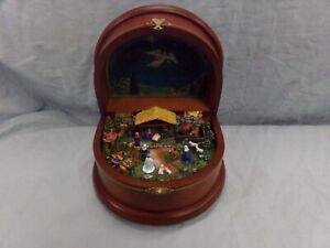The Danbury Mint Collectible Wooden The Nativity Music Box Plays Silent Night