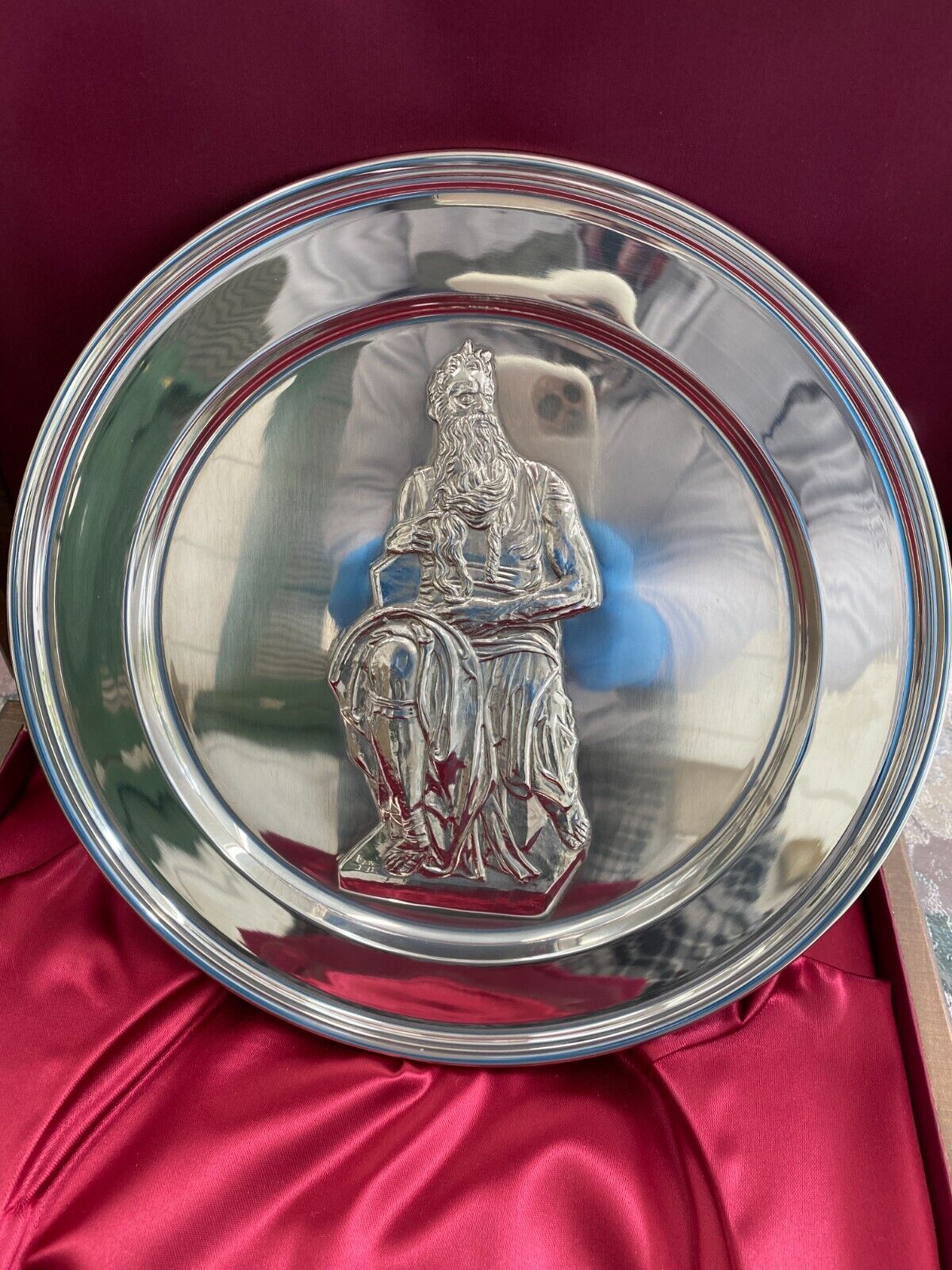Danbury Mint Sterling Silver Plate "MOSES" By Michelangelo 380 Grams W/ BOX