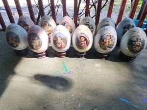 MJ Hummel Porcelain Egg Collection Danbury Mint 1993 & 1994 Set Of 12 With Stand