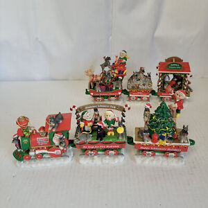 VINTAGE Danbury Mint - MINIATURE SCHNAUZER CHRISTMAS EXPRESS - 6 Piece Train