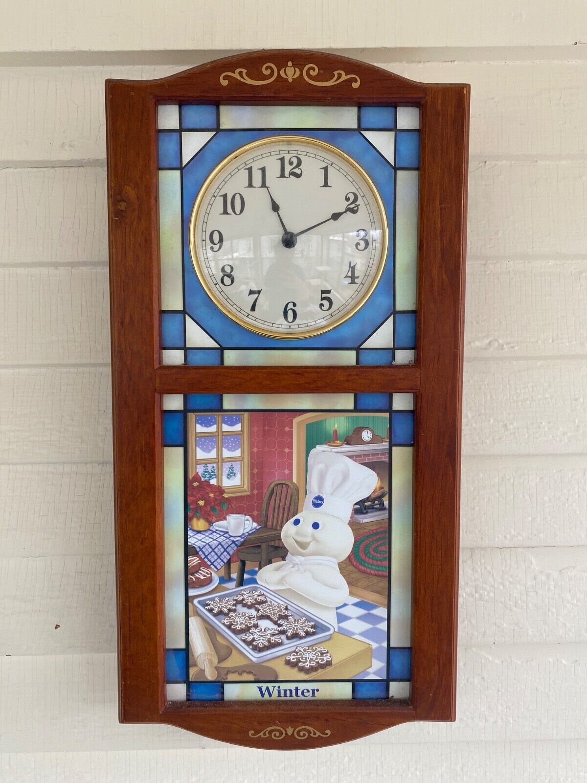 Danbury Mint Pillsbury Doughboy Four Seasons Stained Glass Clock Rare