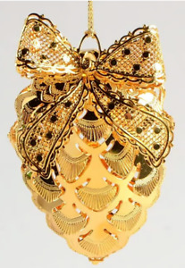 5 Danbury Mint Gold Christmas Ornaments Pine Cone Teddy Bear Big Ben Snowflake
