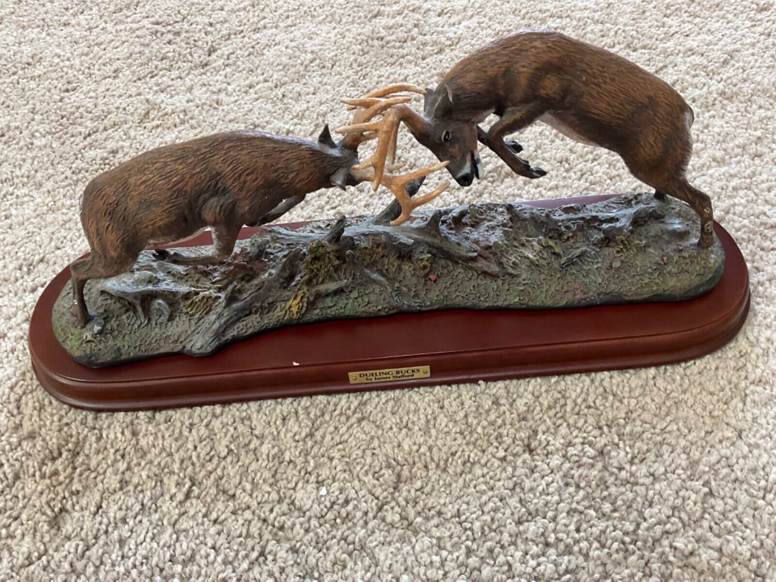 Danbury Mint Dueling Bucks by James Stafford Figurine Whitetails Free Shipping