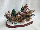 Danbury Mint Bulldog Christmas Sleigh Lighted Retired In Original Case Santa Dog