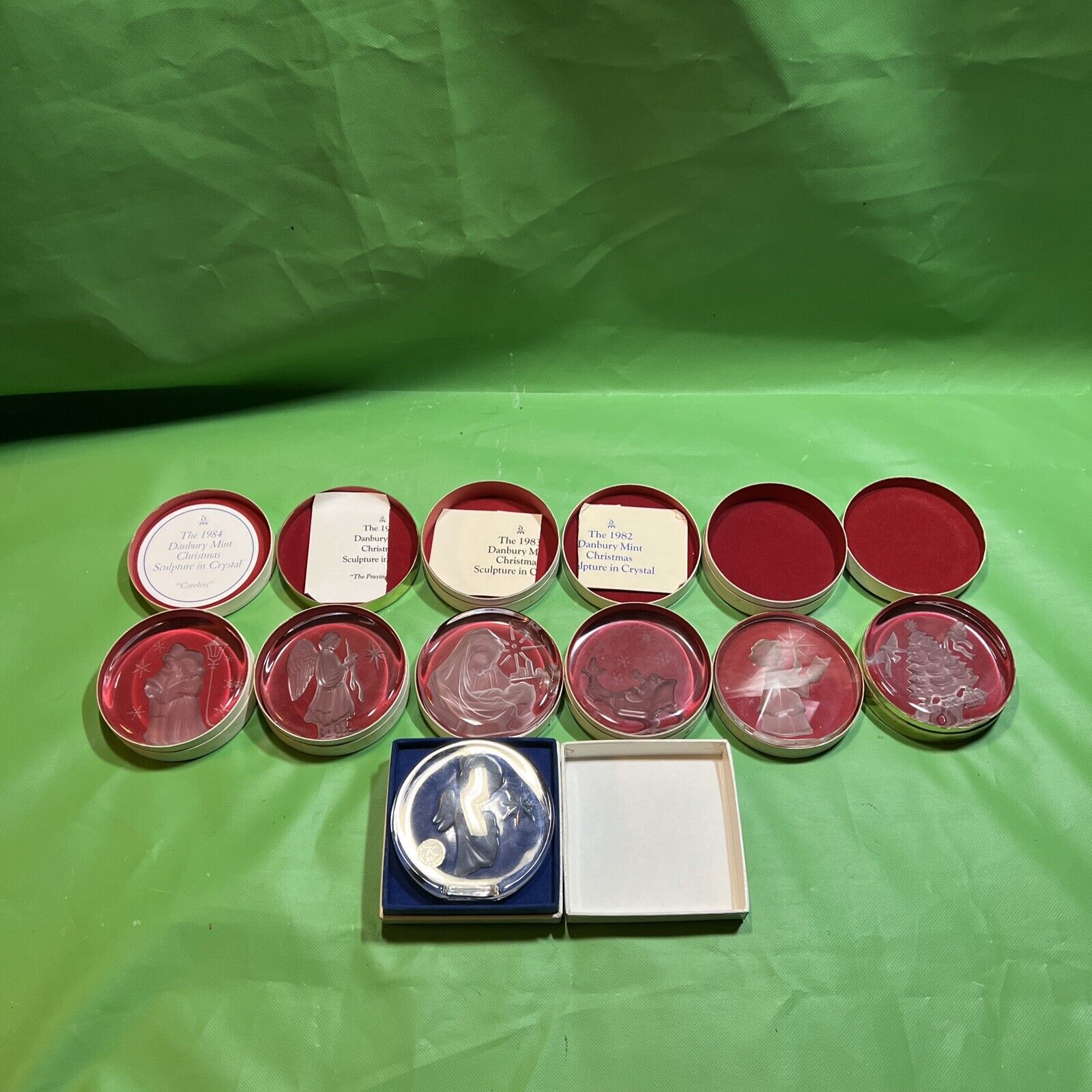 7 Danbury mint Lot Christmas sculpture crystal collection 1981 1982 1983 1984 H4