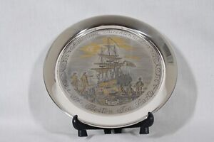 RARE! VINTAGE DANBURY MINT STERLING SILVER BOSTON TEA PARTY-1776 LE PLATE IN BOX