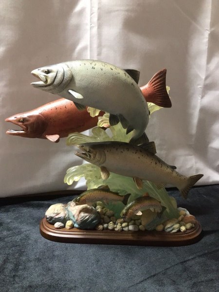Franz Dutzler Danbury Mint Royal Rush Salmon Steelhead Trout Fish Sculpture