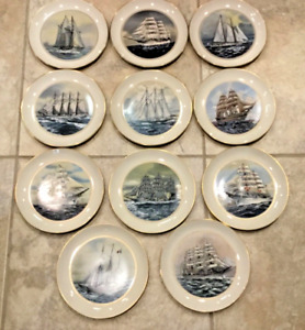 DANBURY MINT Tall Ship Plates ~ Fine China ~ Lot of Eleven
