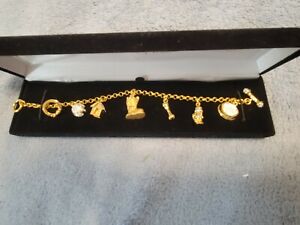 Danbury Mint Yorkie Gold Tone Charm Bracelet NIB COA Never worn