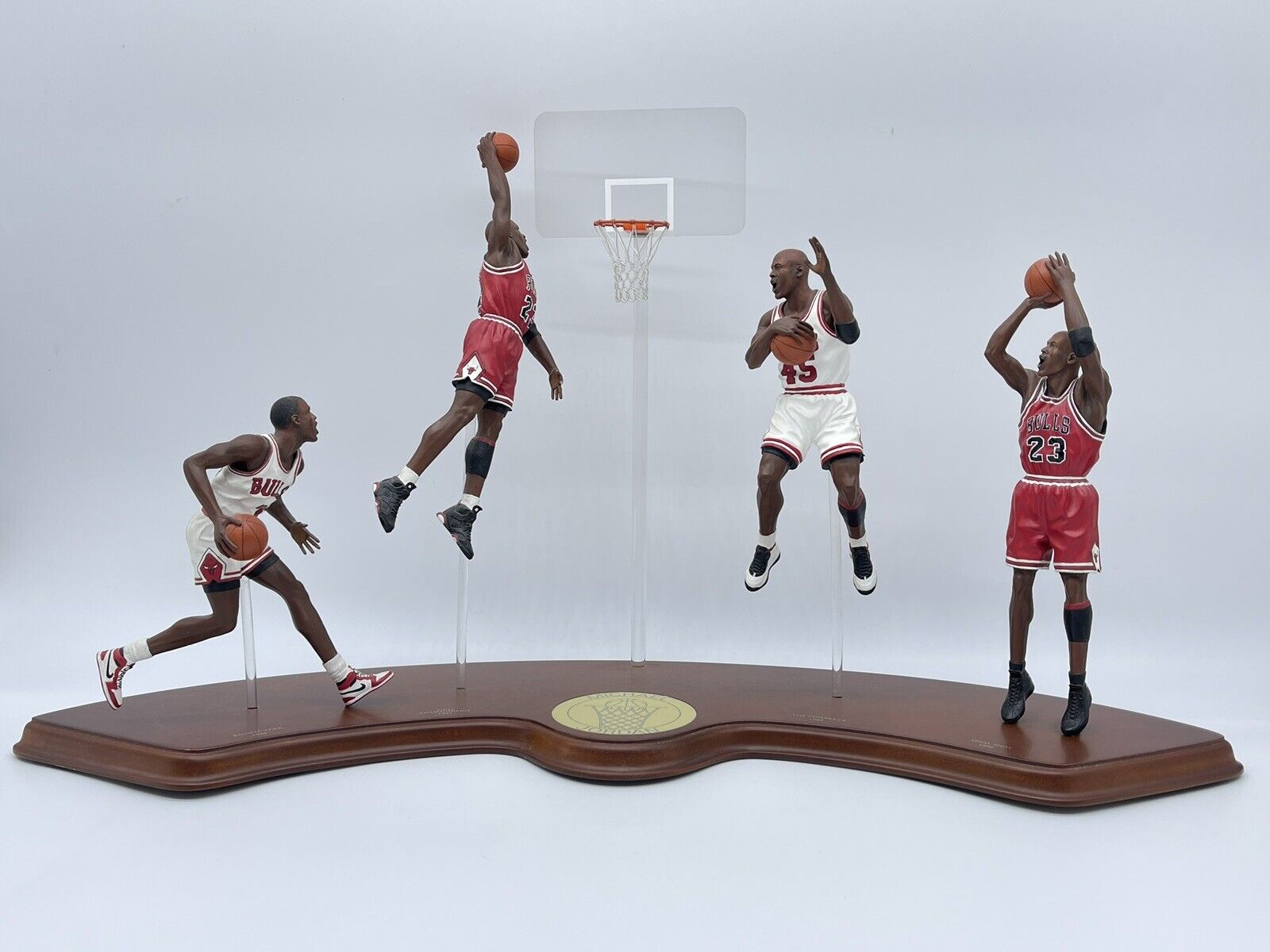 Michael Jordan Vintage Danbury Mint 4 Figure Display with Stand 13” Tall