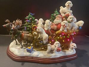 Danbury Mint “Rare” Bichon Frise Santa Sleigh Figurine.