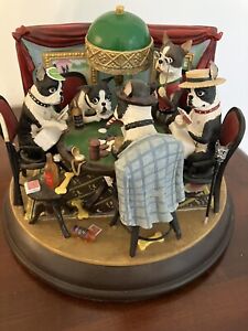 Vintage Danbury Mint Poker Playing Boston Terrier Dogs Light Works Many Details