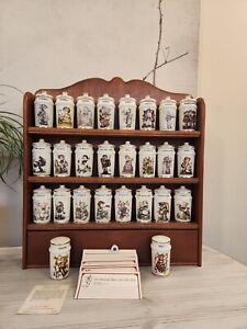 Hummel Danbury Mint 1987, Switzerland Complete Set 26 Spice Jars & Wood Rack