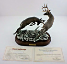 Vintage Danbury Mint "The Challenge" Deer Sculpture Original COA & Bonus COA