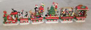Vintage Danbury Mint Boston Terrier Christmas Express Train Set 6 Pieces