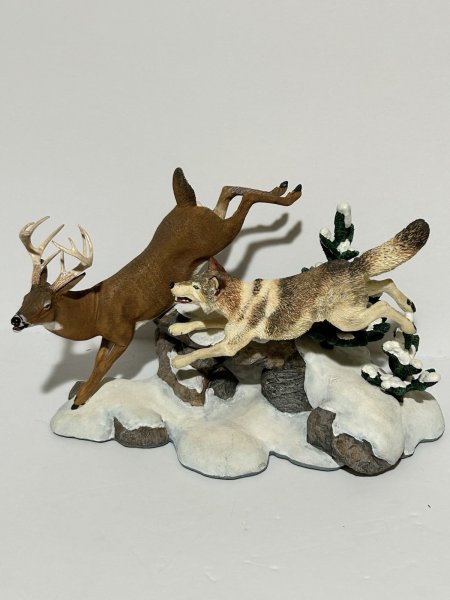 New ListingDanbury Mint Winter Chase Figurine Nick Bibby Whitetail Deer Wolf Rare