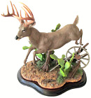 DANBURY MINT DEER BUCK SCULPTURE DESERT TROPHY BY NICK BIBBY JUMPING OVER BRANCH