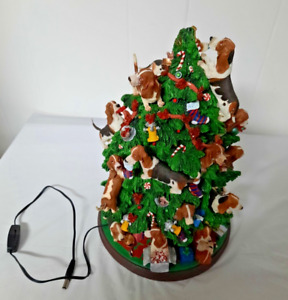 DANBURY MINT Large Bassett Hound Christmas Tree Lighted damaged, no power brick