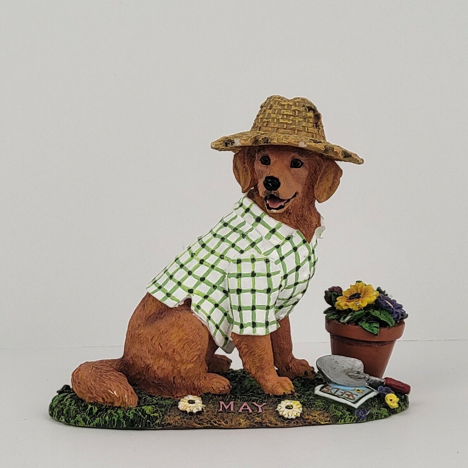 Danbury Mint Collection May Golden Retriever Perpetual Calendar Dog Gardening