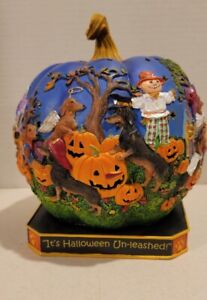 DANBURY MINT Dachshund Howl-Oween Lighted Pumpkin Dog Hound Rare Halloween