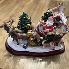 Danbury Mint Sheltie Christmas Sleigh Tested & Works Discontinued Santa Reindeer