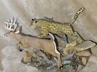 Vintage Danbury Mint Nick Bibby Final Strik Sculpture Leopard &Whitetail Deer