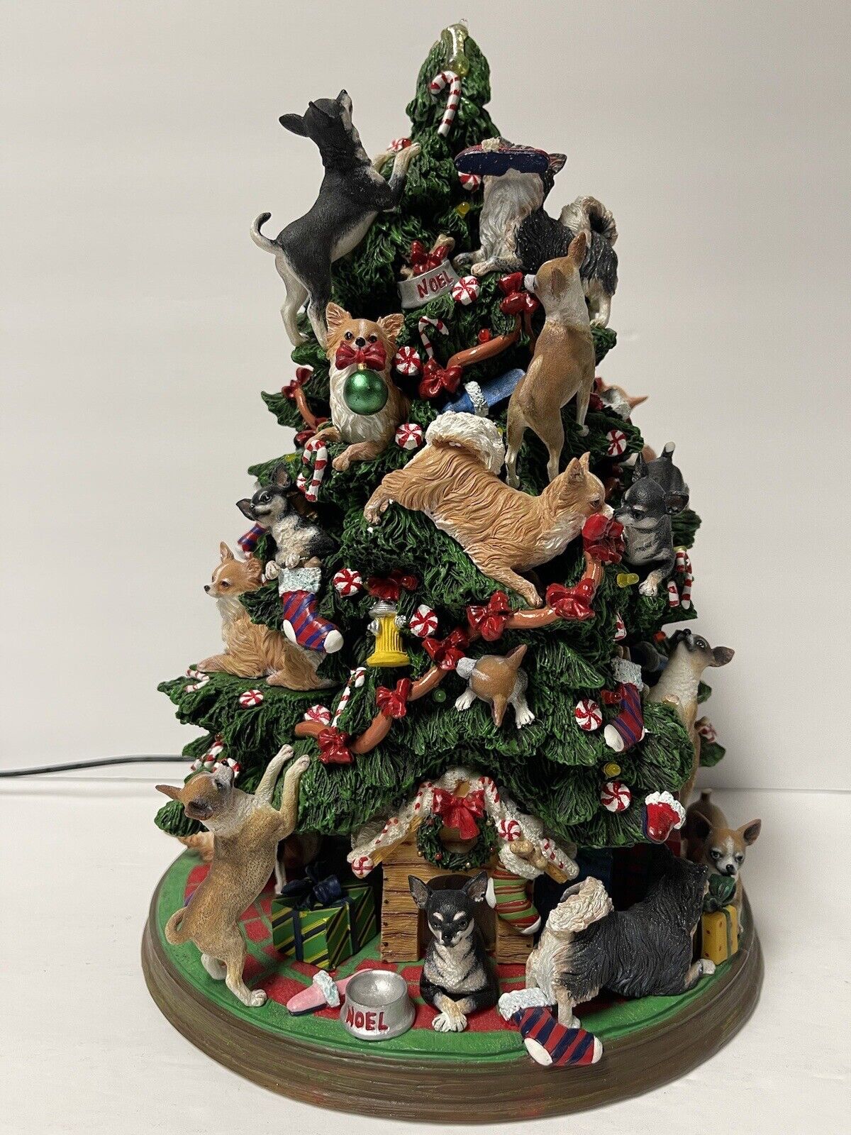 Danbury Mint Chihuahua Dog Christmas Tree 12" Damaged TESTED and Works READ