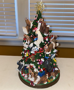 Vintage Danbury Mint Dog Shih Tzu Christmas Tree Sculpture Novelty Shelf NEW NIB