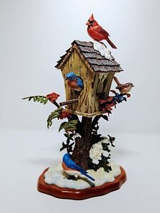 The Danbury Mint WINTER HARMONY Birdhouse Sculpture Bob Guge, TRULY RARE HTF **