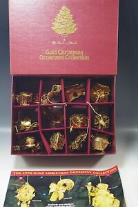 DANBURY MINT 1996 GOLD CHRISTMAS ORNAMENTS COLLECTION 12 PIECES SET BOXED MIB