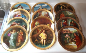 Ten Commandments Danbury Mint Plates 22k Gold ~ Complete Set 12 Plates