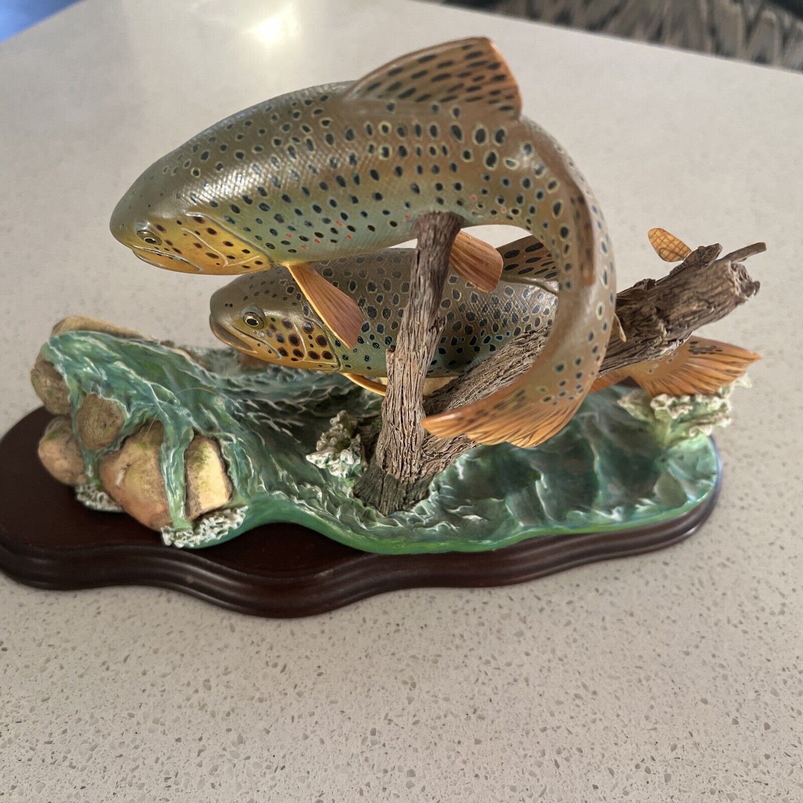Vtg Matching The Hatch George Kruth Danbury Mint Sculpture Bass Fish
