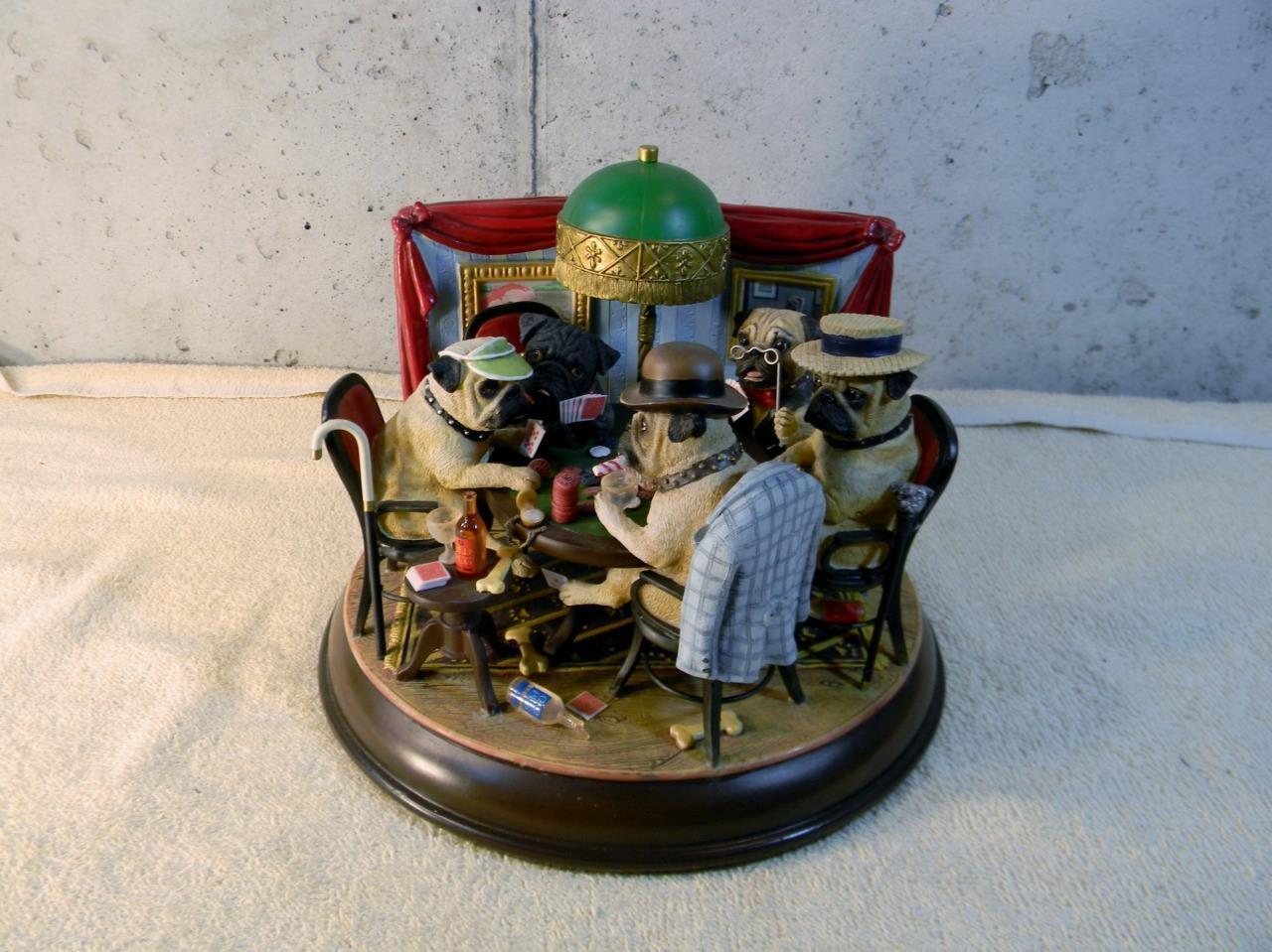 RARE Danbury Mint The Poker Playing Pugs Dog Statue Figurine Retired