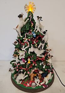 Danbury Mint Jack Russell Terrier Dog Christmas Tree Lighted Working RARE 14"