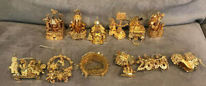 Set of 12 Danbury Mint Millennium 2000 2001 1994 Gold Christmas Ornaments W Box
