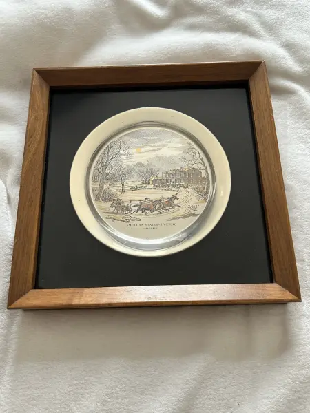 American Winter Evening Sterling Silver Plate Currier & Ives The Danbury Mint
