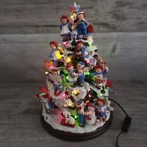 RARE Danbury Mint Raggedy Ann & Andy Lighted Christmas Tree Figurine