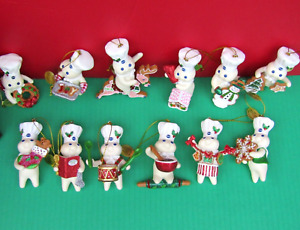 FS Pillsbury Doughboy LOT OF 13 XMAS ORNAMENTS w BOX DANBURY MINT Glitter 2011?