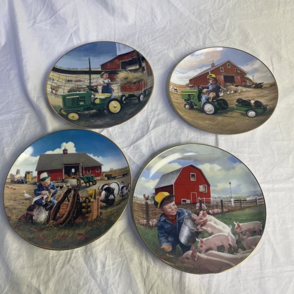 Vintage Danbury Mint John Deere Little Farmhands 8" Collector Plate Lot Of 4